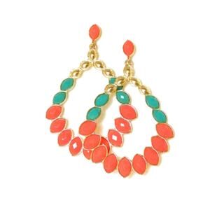 Hooped Teardrop Jeweled Earrings